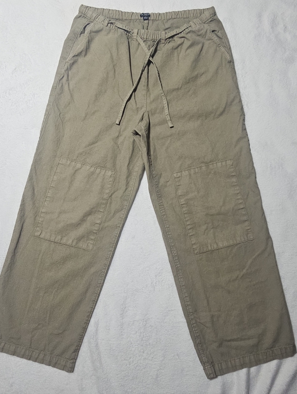 J Crew Relaxed Utility Pant In 88%Cotton 12%Linen Blend Small Olive Green